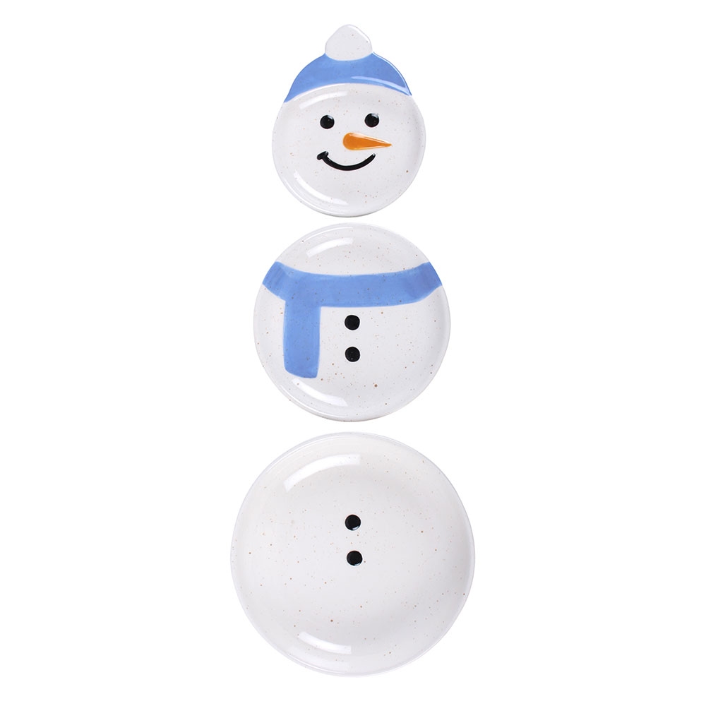 Something Different - Set of 3 Winter Snowmen Stacking Kommen Set - Multicolours